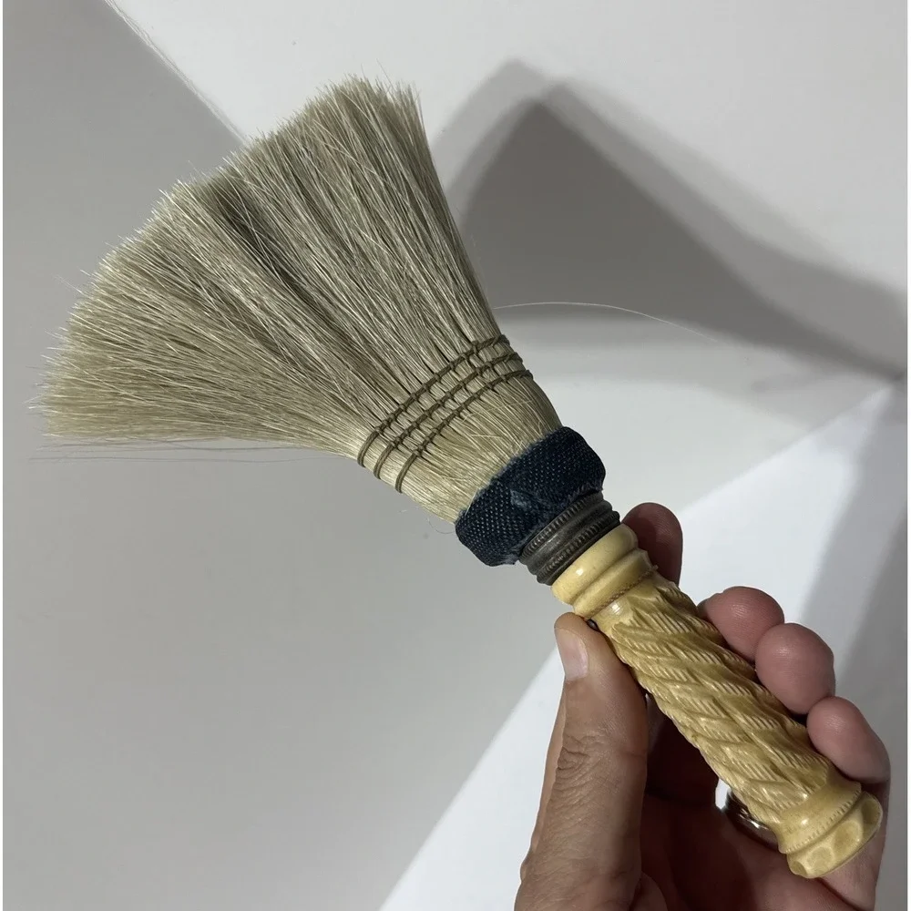 Horse Hair Crumb Clothes Brush Carved Bovine  Bakelite Handle 8